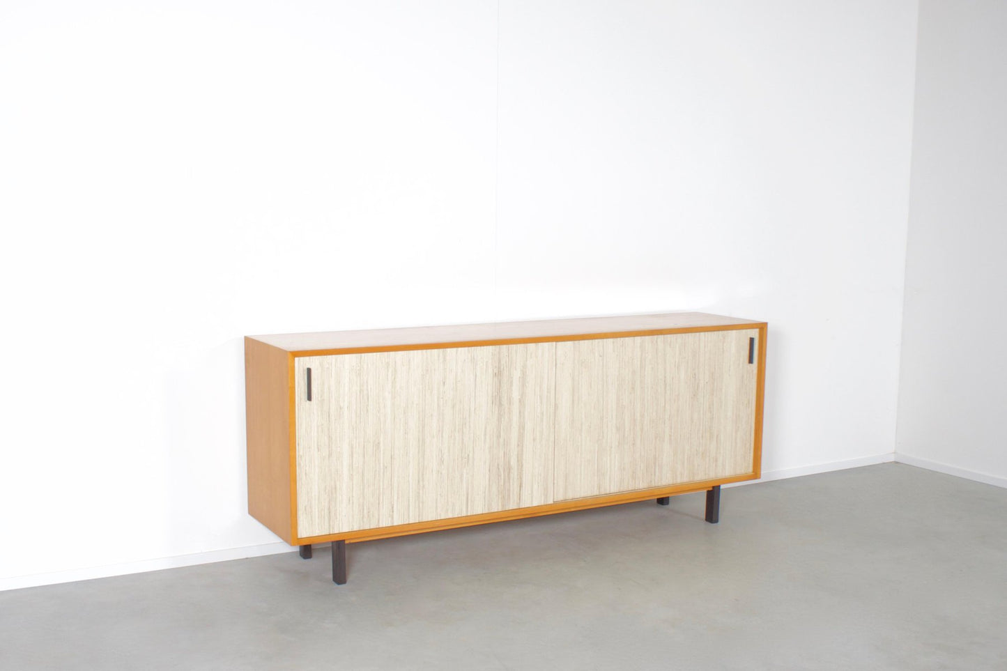 Mid-Century Maple and Cane Sideboard with Sliding Doors, Italy, 1960s