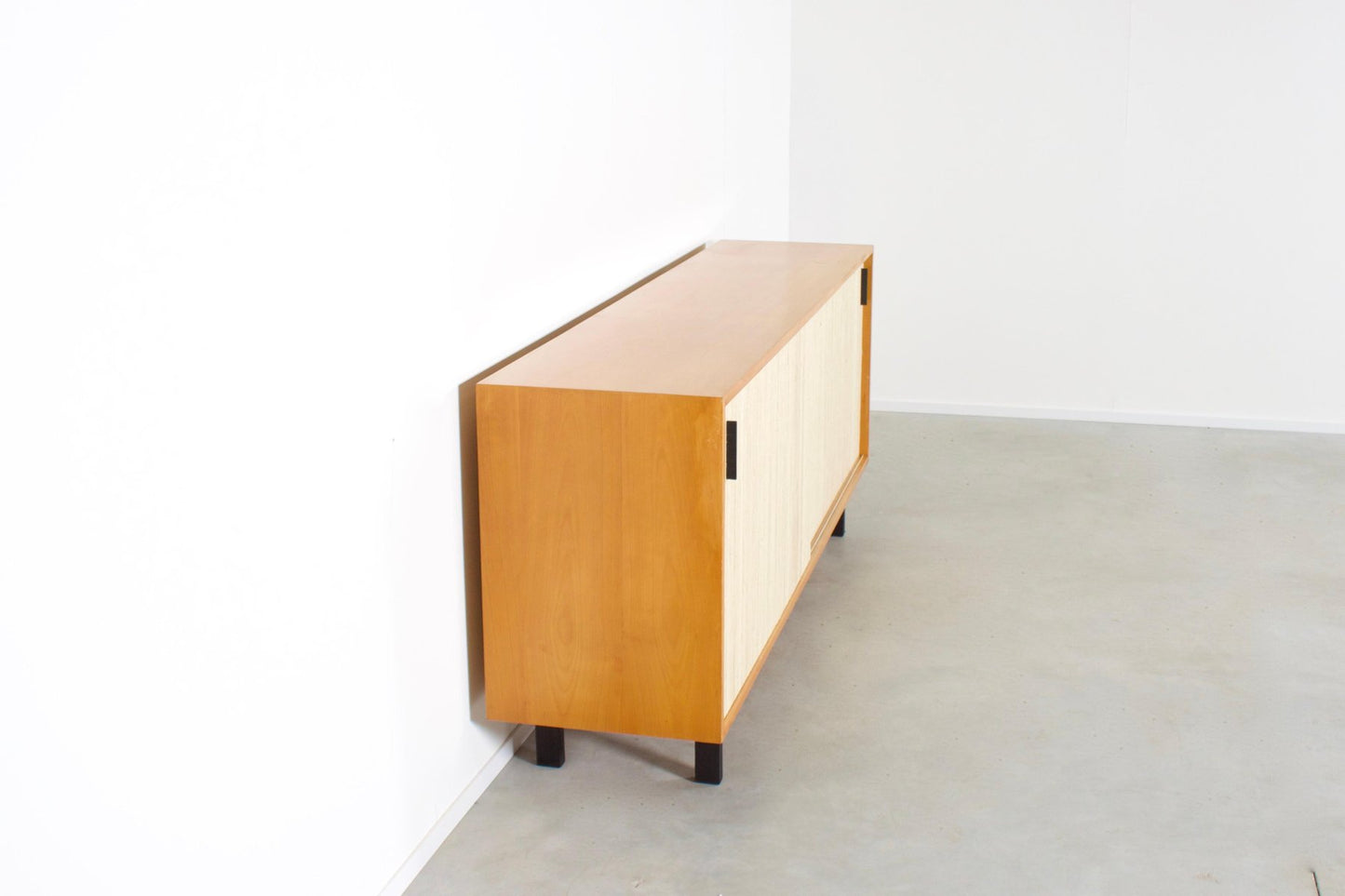 Mid-Century Maple and Cane Sideboard with Sliding Doors, Italy, 1960s