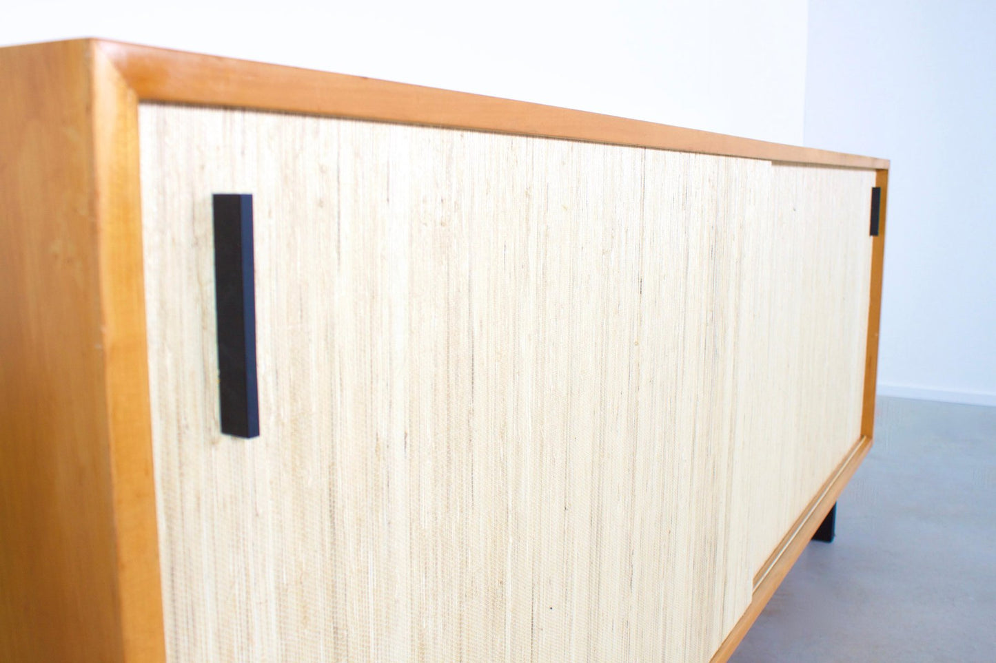 Mid-Century Maple and Cane Sideboard with Sliding Doors, Italy, 1960s