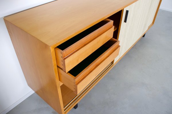 Mid-Century Maple and Cane Sideboard with Sliding Doors, Italy, 1960s