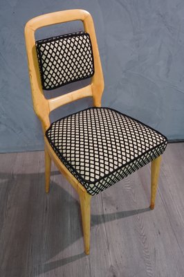 Mid-Century Maple Wood and Velvet Dining Chairs by Vittorio Dassi, 1950s, Set of 6-UH-807461