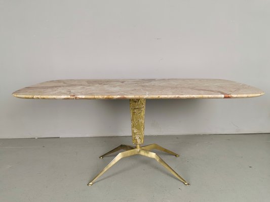 Mid-Century Marble and Brass Coffee Table Attributed to Cesare Lacca, 1950s-PRS-934628