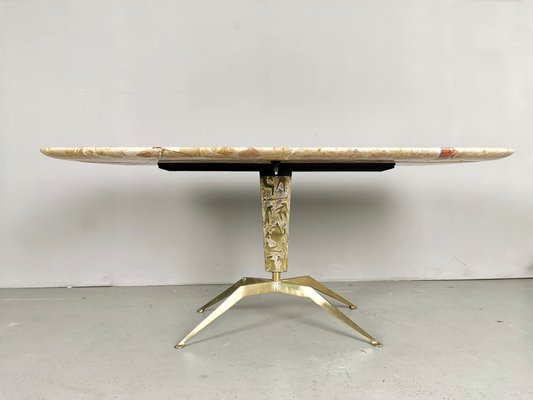 Mid-Century Marble and Brass Coffee Table Attributed to Cesare Lacca, 1950s-PRS-934628