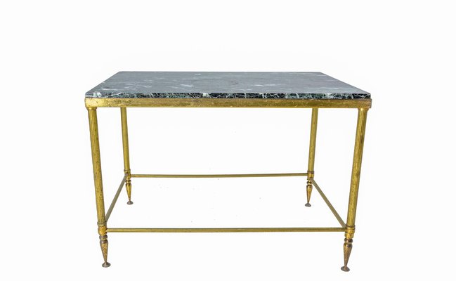 Mid-Century Marble and Gilt Brass Coffee Table from Maison Jansen, France-RIU-1342456