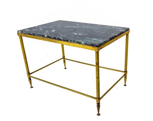 Mid-Century Marble and Gilt Brass Coffee Table from Maison Jansen, France-RIU-1342456