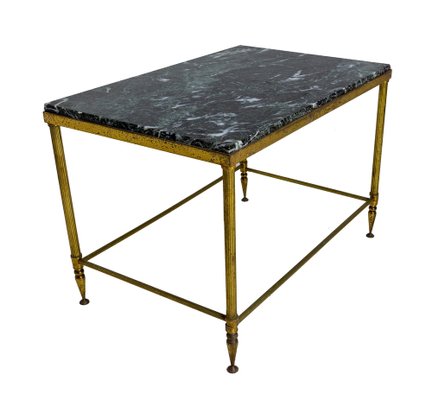 Mid-Century Marble and Gilt Brass Coffee Table from Maison Jansen, France-RIU-1342456