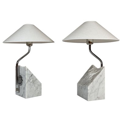 Mid-Century Marble and Steel Table Lamps from Bergboms, 1970s, Sweden, Set of 2-UYK-1151602