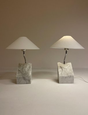 Mid-Century Marble and Steel Table Lamps from Bergboms, 1970s, Sweden, Set of 2-UYK-1151602