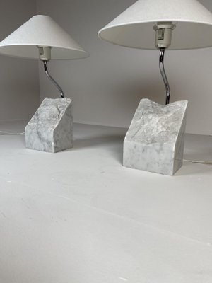 Mid-Century Marble and Steel Table Lamps from Bergboms, 1970s, Sweden, Set of 2-UYK-1151602