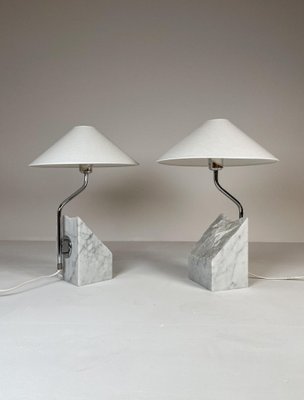 Mid-Century Marble and Steel Table Lamps from Bergboms, 1970s, Sweden, Set of 2-UYK-1151602