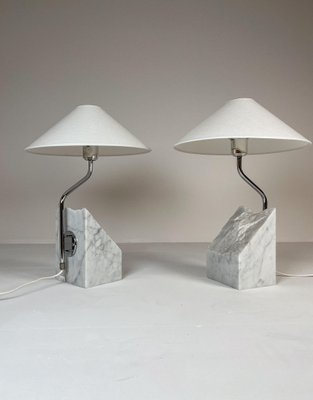 Mid-Century Marble and Steel Table Lamps from Bergboms, 1970s, Sweden, Set of 2-UYK-1151602