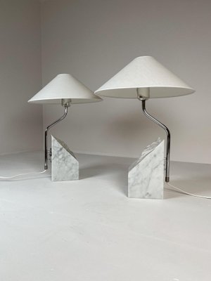 Mid-Century Marble and Steel Table Lamps from Bergboms, 1970s, Sweden, Set of 2-UYK-1151602