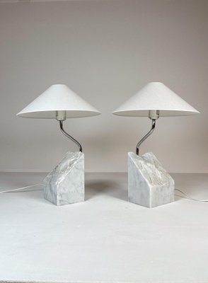 Mid-Century Marble and Steel Table Lamps from Bergboms, 1970s, Sweden, Set of 2-UYK-1151602