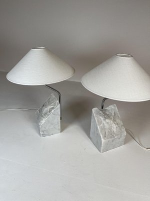 Mid-Century Marble and Steel Table Lamps from Bergboms, 1970s, Sweden, Set of 2-UYK-1151602