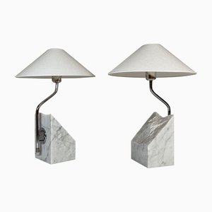 Mid-Century Marble and Steel Table Lamps from Bergboms, 1970s, Sweden, Set of 2-UYK-1151602