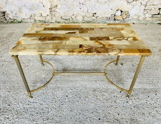 Mid-Century Marble & Onyx Coffee Table, 1960s or 1970s-OJT-1048737