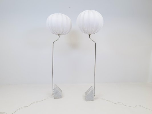 Mid-Century Marble & Steel Floor Lamps from Bergboms, 1970s, Sweden, Set of 2-UYK-1165825