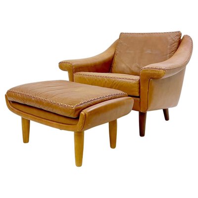 Mid-Century Matador Lounge Chair in Leather with Ottoman by Aage Christiansen, 1970-FGA-1241770