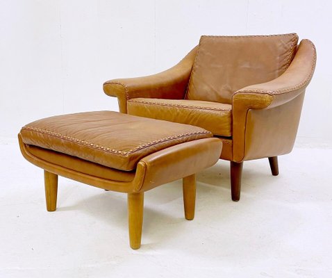 Mid-Century Matador Lounge Chair in Leather with Ottoman by Aage Christiansen, 1970-FGA-1241770