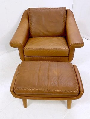 Mid-Century Matador Lounge Chair in Leather with Ottoman by Aage Christiansen, 1970-FGA-1241770