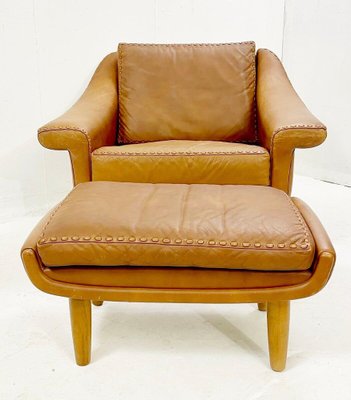 Mid-Century Matador Lounge Chair in Leather with Ottoman by Aage Christiansen, 1970-FGA-1241770