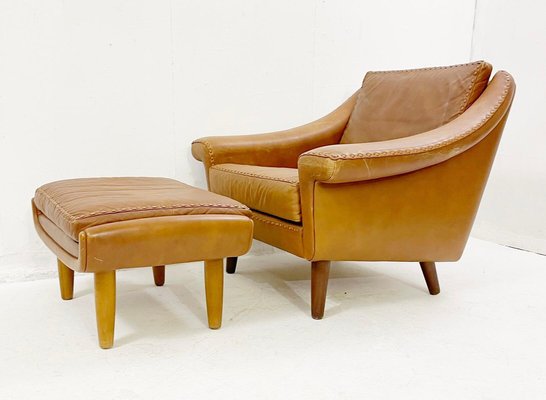 Mid-Century Matador Lounge Chair in Leather with Ottoman by Aage Christiansen, 1970-FGA-1241770