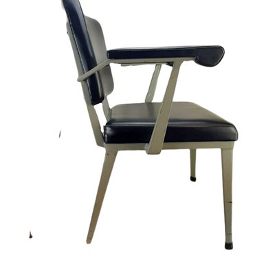 Mid-Century Metal and Black Sky Upholstered Chair-TCS-1156224