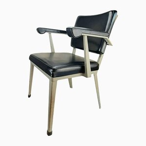 Mid-Century Metal and Black Sky Upholstered Chair-TCS-1156224