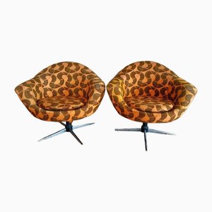 Mid-Century Metal and Fabric Swivel Chairs, 1960s, Set of 2-OXJ-1763286