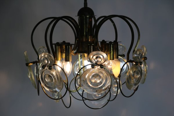 Mid-Century Metal and Glass Ceiling Lamp-SXX-591816