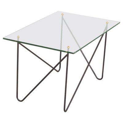 Mid-Century Metal and Glass Table from Airborne, France, 1950s-QT-1263303