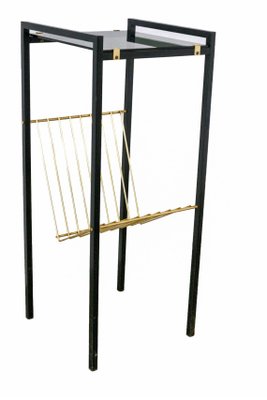 Mid-Century Metal and Smoked Glass Magazine Rack, 1960s-RIU-690576