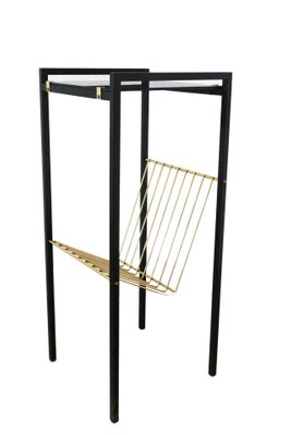 Mid-Century Metal and Smoked Glass Magazine Rack, 1960s-RIU-690576