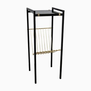 Mid-Century Metal and Smoked Glass Magazine Rack, 1960s-RIU-690576