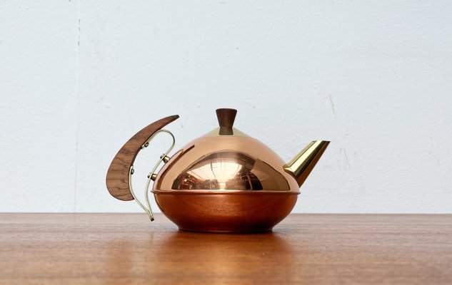 Mid-Century Metal and Teak Teapot, 1960s-UAH-2020670