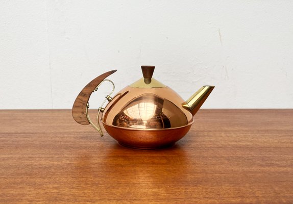 Mid-Century Metal and Teak Teapot, 1960s-UAH-2020670