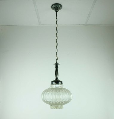 Mid-Century Metal, Bubble & Satin Glass Suspension Lamp, 1960s-FH-703026