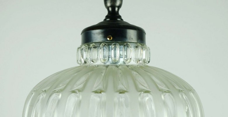 Mid-Century Metal, Bubble & Satin Glass Suspension Lamp, 1960s-FH-703026