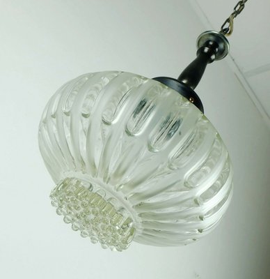 Mid-Century Metal, Bubble & Satin Glass Suspension Lamp, 1960s-FH-703026