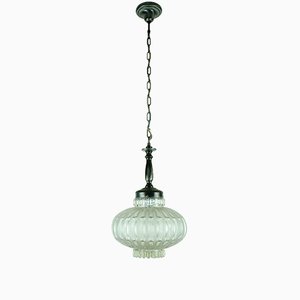 Mid-Century Metal, Bubble & Satin Glass Suspension Lamp, 1960s-FH-703026