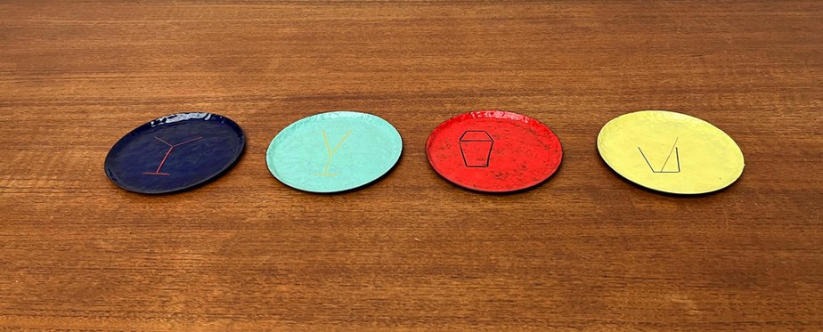 Mid-Century Metal Cocktail Coasters, 1960s, Set of 4-UAH-1796720