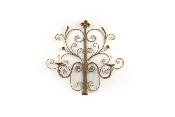 Mid-Century Metal Floral Sconce, 1960s-GE-653800