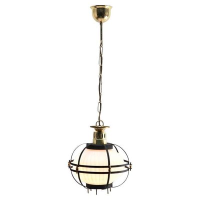 Mid-Century Metal & Opaline Glass Pendant Lamp-MJY-1333940