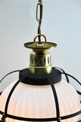 Mid-Century Metal & Opaline Glass Pendant Lamp-MJY-1333940