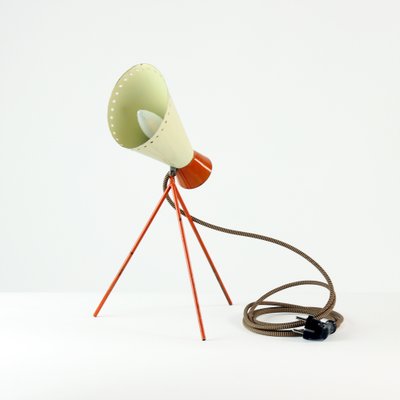 Mid-Century Metal Table Lamp in Cream & Orange by Josef Hurka for Napako, 1960s-UL-696180