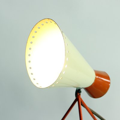 Mid-Century Metal Table Lamp in Cream & Orange by Josef Hurka for Napako, 1960s-UL-696180