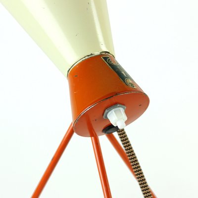 Mid-Century Metal Table Lamp in Cream & Orange by Josef Hurka for Napako, 1960s-UL-696180