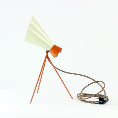 Mid-Century Metal Table Lamp in Cream & Orange by Josef Hurka for Napako, 1960s-UL-696180