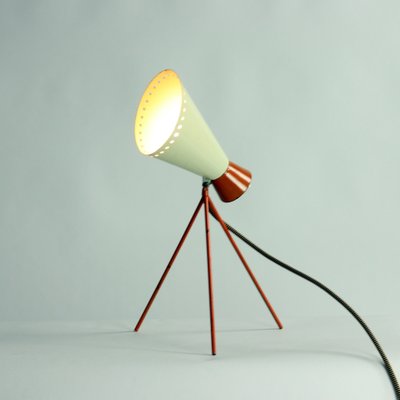 Mid-Century Metal Table Lamp in Cream & Orange by Josef Hurka for Napako, 1960s-UL-696180