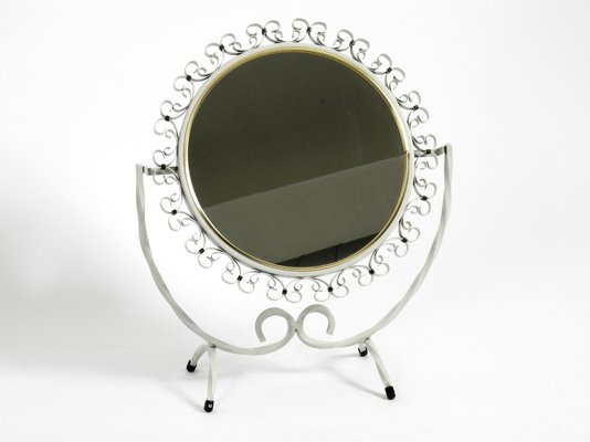 Mid-Century Metal White Metal Swivel Table Mirror, 1950s-RR-727670